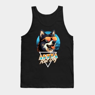 Retro Wave Akita Hot Dog Shirt Tank Top